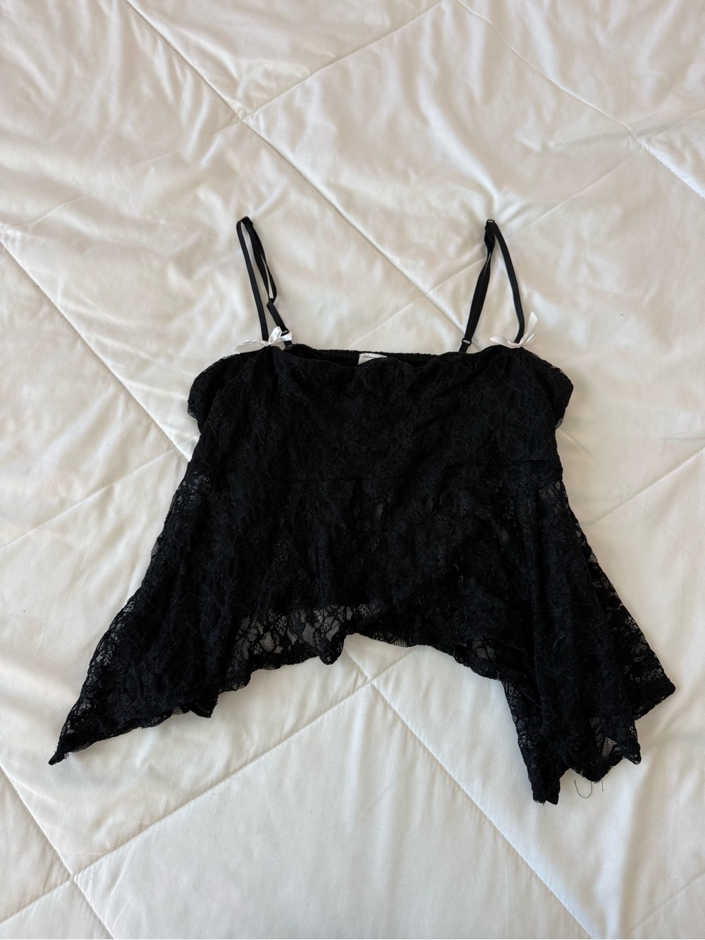 Black Lace Spaghetti Strap Babydoll Tank Top